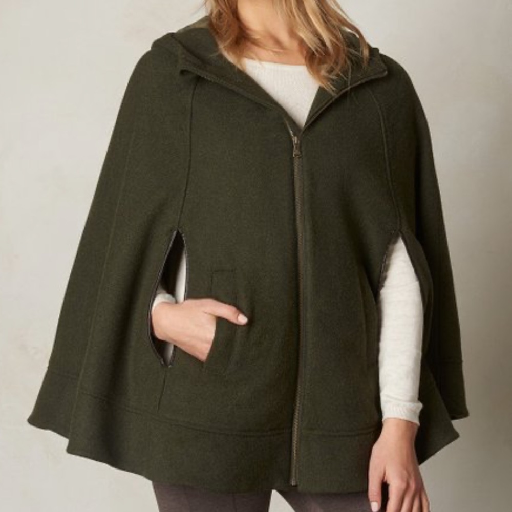 Prana Wool Cape - Olive Green Small/Medium